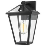 Z-Lite - Talbot 1 Light Outdoor Wall Sconce in Black with Clear Beveled Glass Shade - Illuminate an exterior front or back yard space with a classic fixture reflecting a charming village theme. Made from Midnight Black metal and clear beveled glass panels this single-light outdoor wall sconce delivers a charming upgrade with soft lighting on a residential structure.andnbsp