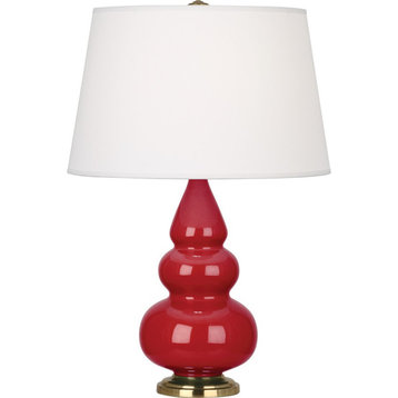 Robert Abbey Small Triple Gourd Accent Lamp, Ruby Red/Antique Brass - RR30X