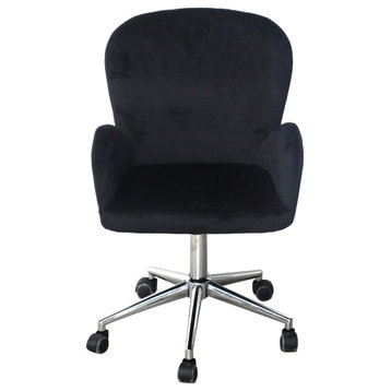 Colette Swivel Vanity Chair, Black Velvet