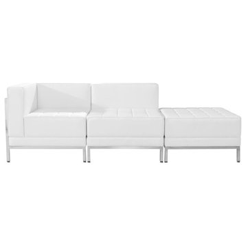 Flash Furniture 3 Piece Leather Reception Sofa Set in White