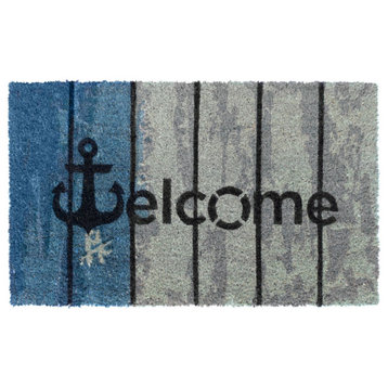 Multi Machine Tufted Welcome Anchor Plank Doormat, 18" x 30"