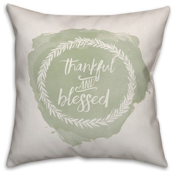 Thankful and Blessed 18"x18" Throw Pillow