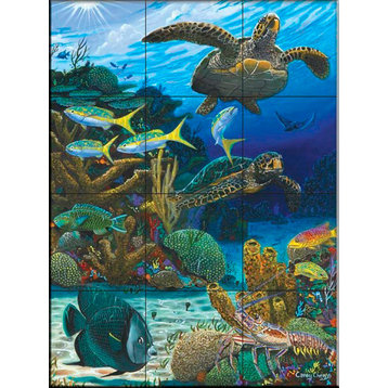 Tile Mural, Caymen Turtles by Carey Chen