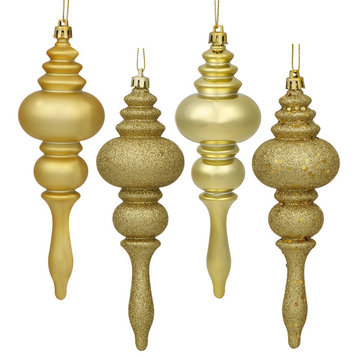 Vickerman 7" Finial 4 Finish Assorted, Set of 8, Gold