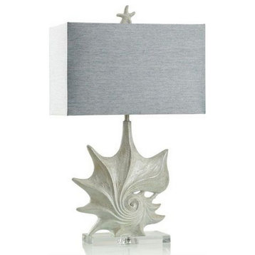 Anartia Silver Coastal Table Lamp With Seashell Design Cream, Silver