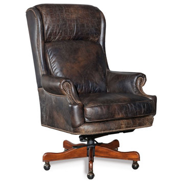 Hooker Furniture EC378-089 Tucker 29"W Executive Leather Swivel - Old Saddle