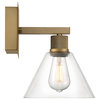 Port Nine Martini Replaceable LED Wall Sconce Antique Brushed Brass, Clear Glass