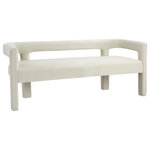 Meridian Furniture - Athena Boucle Fabric Upholstered Bench, Cream, Velvet - Flaunt your modish tastes with this Athena velvet bench. Sophisticated by design, this dining room seating offers a sturdy frame made from high-quality materials and upholstered in soft, welcoming velvet, so it always feels comfortable for family and guests. A low back provides a clean aesthetic while offering support as you wine and dine the night away. Pair it with other items in the same collection for a cohesive look.