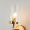 Antique Brass Frame, Clear Glass Cylinder Shade Wall Sconce, Antique Brass
