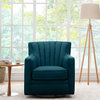 Zerk Swivel Arm Chair, Peacock Blue Linen