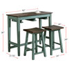 3 Piece Bar Table Set with 2 Stools, Antique Teal And Gray