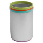 Creative Bath - All That Jazz Tumbler - Store combs or makeup brushes in the colorful All That Jazz Tumbler. Made from silver resin with a colorful stripe design, this tumbler is eye-catching and fun. Display it alongside other pieces from the All That Jazz bath collection for a cohesive look.