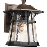 Progress - Progress P5750-84 Derby - One Light Medium Outdoor Wall Lantern - One-light medium wall lantern from the Derby collection boasts a combination of Espresso and textured black powder coated finishes. The seeded glass diffuser is encased in the cast aluminum black from with the Espresso finish on the roof and back plate.  Combination of Espresso and textured black finish Clear seeded glass diffuser Cast aluminum Shade Included: TRUE Warranty: 1 Year Warranty* Number of Bulbs: 1*Wattage: 100W* BulbType: Medium Base* Bulb Included: No