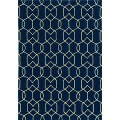 8'X11' Navy Blue Hand Hooked Uv Treated Trellis Indoor Outdoor Area Rug 8'X11' Navy Blue Hand Hooked Uv Treated Trellis Indoor Outdoor Area Rug