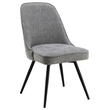 Martel Swivel Chair, Charcoal Herringbone With Black Legs