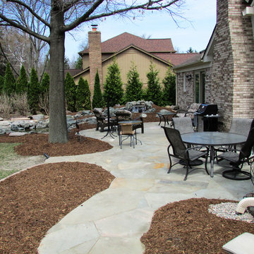 Serpentine Pond & Flagstone Patio Project - Northville, Michigan