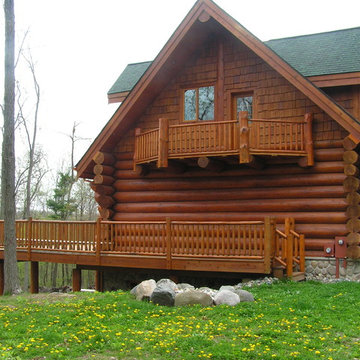 Exterior Log Siding with Stain colors