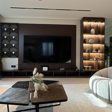 Custom Full-Size TV Accent Wall | Integrated Storage Display Cabinet System