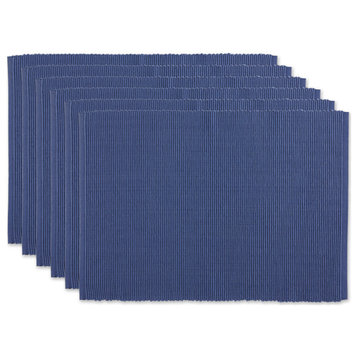 Dii French Blue Ribbed Placemat Set/6