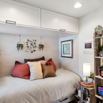 Tiny House DADU Bedroom. Flexible Living Space with Built-In Cabinetry