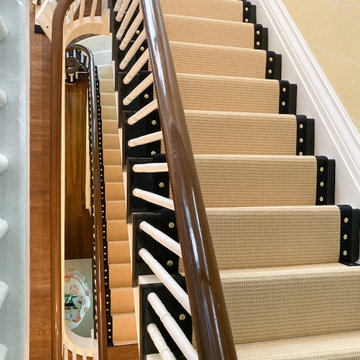 Custom Stair Runner with Nail Heads and Black Wide Binding