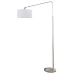 Artiva USA - 64" Medium Arch Brushed Steel Telescope Reach Floor Lamp, White Shade - Upgrade your living room with this simple, sleek, unique ultra modern medium arch floor lamp. The 80-degrees arch offer a telescope reach and adjustable off-white shade that allows you to direct the light anywhere you want it to be.