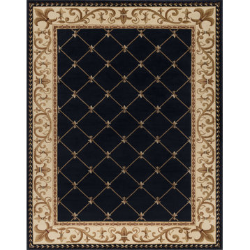Orleans Traditional Border Area Rug, Black, 7'10"x10'3"