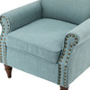 32.5" Wooden Upholstered Accent Chair With Arms, Blue