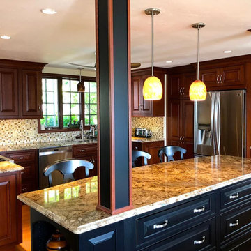 Kitchen with Dark Wood Cabinets