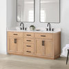 Gavino Vanity With Grain White Composite Stone Top, Light Brown/Matte Black, 72", No Mirror