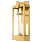 Livex Lighting - Livex Lighting Satin Brass 1-Light Outdoor Wall Lantern - From the Delancey collection comes this handsome outdoor wall lantern which features a satin brass finished outer frame over solid brass. Inside, a clear glass cylinder can show case a single vintage style Edison bulb. Together, they create a wall lantern that is worth your attention