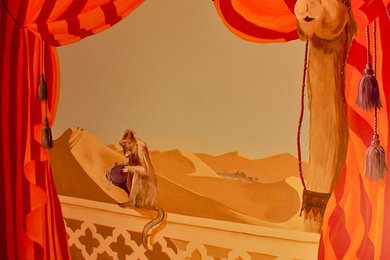 mural of camel and monkey