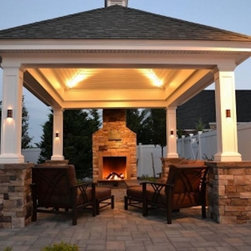 Custom Pavilion with Fireplace (Long Island/NY): - Outdoor Fireplaces