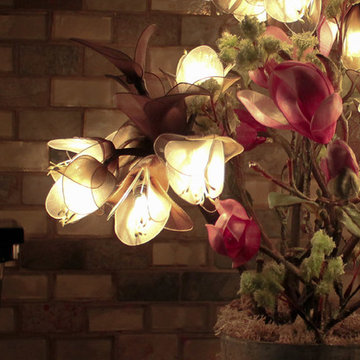 Stars Fell in Alabama - Pink Magnolia Tree in Grey Glass Vase