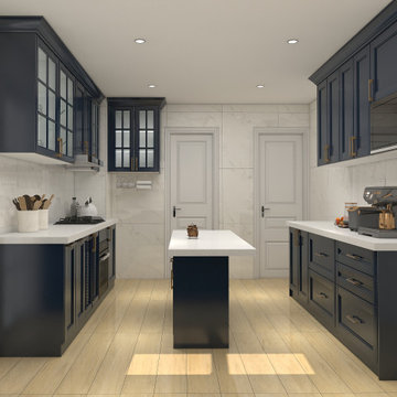 3D Concept Render – Standard Shaker Kitchen Layout for Apartment Units