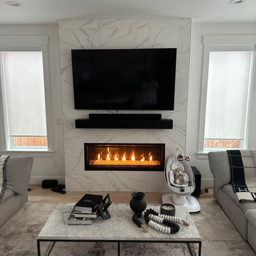 Floor-to-Ceiling Calacatta Fireplace Feature Wall, Bellevue