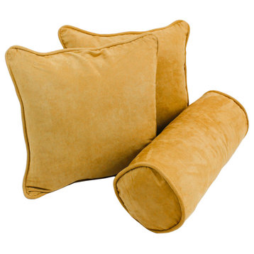 Solid Microsuede Throw Pillows With Inserts, 3-Piece Set, Lemon
