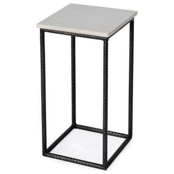 Mabel Marble and Hammered Iron Accent Table