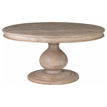 Salvaged Pine Round Pedestal Table