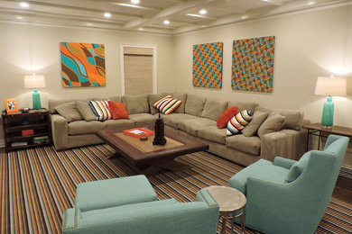 A customized pop of color and pattern for this family room in Ridgefield, CT