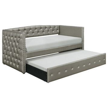 Parker Daybed With Trundle, Silver