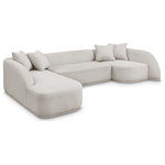 Meridian Furniture - Rita Upholstered 3pc. Sectional, Beige - Make movie night at home a regular (and comfortable) affair when you bring this Rita fabric sectional into your living room, den or game room. This handsome unit offers plenty of room for the gang to spread out and get cozy, and its upholstered on every square inch with soft beige polyester fabric for a dreamy feel against your skin as you nap or binge Netflix. Included coordinating pillows complete the look and add to the sectional's cozy vibe.