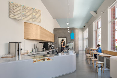 Mid-sized minimalist concrete floor and gray floor kitchen photo in San Francisco