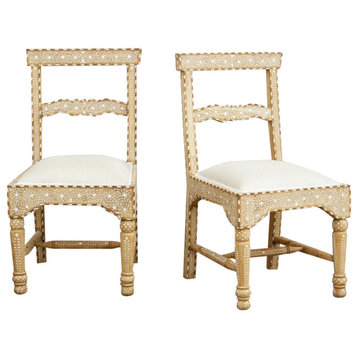 Pair of Tasteful British Colonial Beautifully Inlaid Chairs