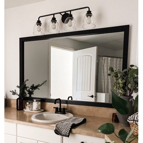 Meade Framed Wall Mirror, Black, 36"x24"