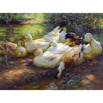 Tile Mural, Ducks On the Riverbank By Alexander Koester River Lake Birds Glossy