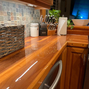 Redwood Kitchen Countertop Epoxy Finish