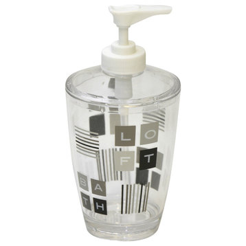 Peace and Loft Clear Acrylic Printed Bath Soap and Lotion Dispenser