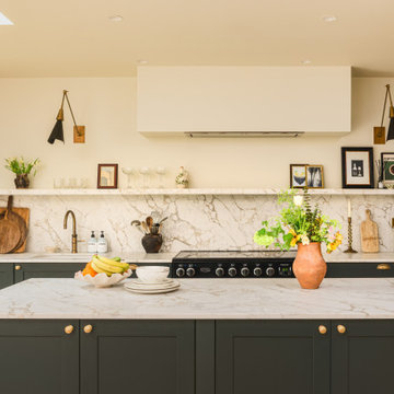 Dark green free-standing Shaker Kitchen