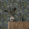 Palm Leaf Textured Wallpaper, Navy, Double Roll